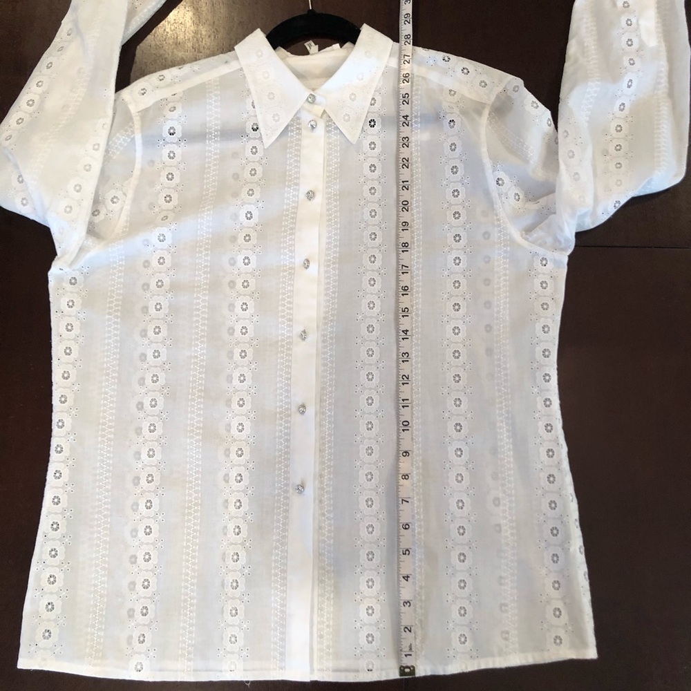 Vintage Escada White Sheer Button Down | Size 44 - Picture 6 of 8
